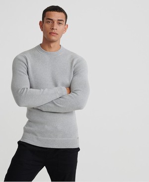 Superdry Edit Cotton Cashmere Crew Neck Férfi Ugró Szürke | QLAGI4362